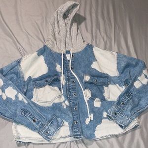 American Eagle cropped denim hoodie jacket